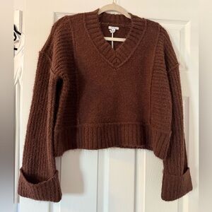 pistola Brown V-Neck Cozy Knit Sweater